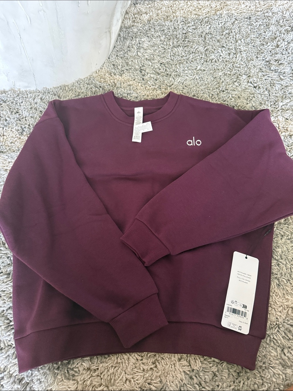 ALO Yoga Women’s Crewneck Sweatshirt in Burgundy